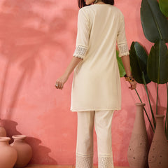 Embroidered Pure Cotton Top With Trouser Co-Ords