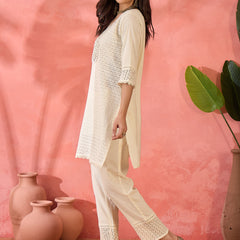 Embroidered Pure Cotton Top With Trouser Co-Ords