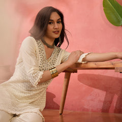 Embroidered Pure Cotton Top With Trouser Co-Ords