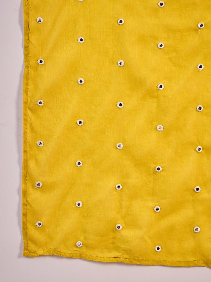 Embroidered Pure Cotton Straight Kurta With Trousers & Dupatta
