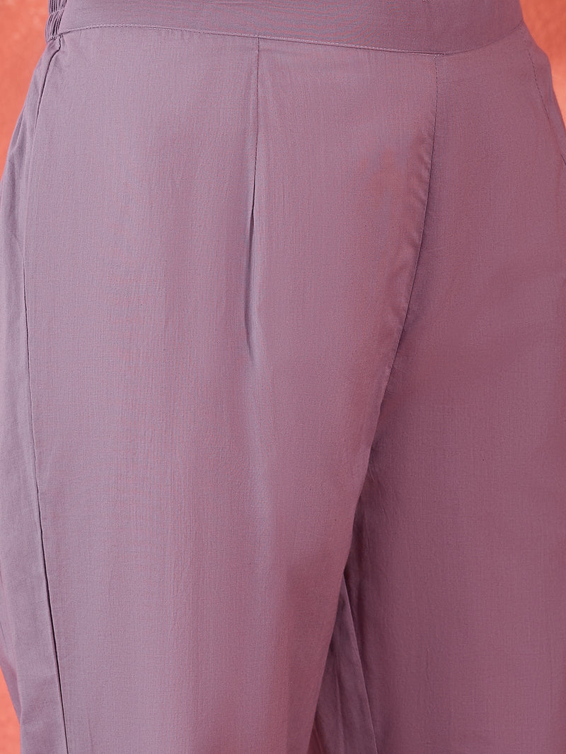 Embroidered Cotton Kurta Set with Straight Pants