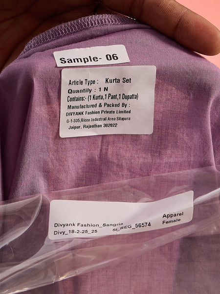 Purple Embroidered Cotton Kurta Set with Straight Pants