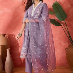 Embroidered Cotton Kurta Set with Straight Pants