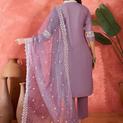 Embroidered Cotton Kurta Set with Straight Pants