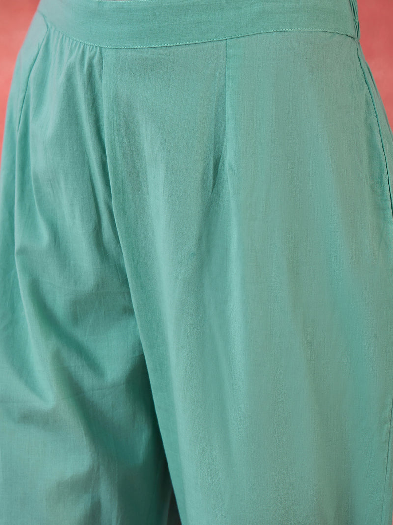Embroidered Cotton Kurta Set with Straight Pants