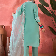 Embroidered Cotton Kurta Set with Straight Pants