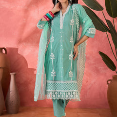 Embroidered Cotton Kurta Set with Straight Pants