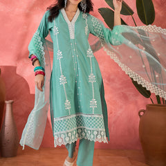 Embroidered Cotton Kurta Set with Straight Pants