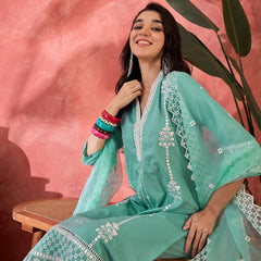 Embroidered Cotton Kurta Set with Straight Pants