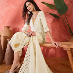 Embroidered Kurta Set with Pants and Dupatta