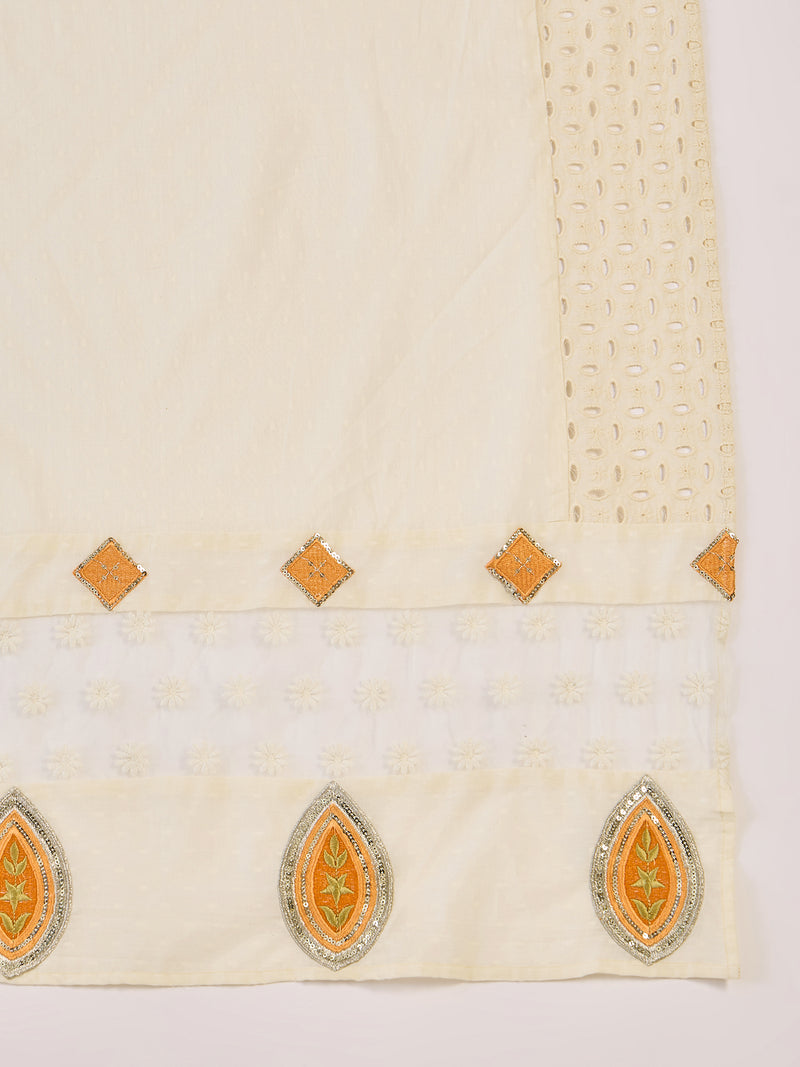 Embroidered Kurta Set with Pants and Dupatta