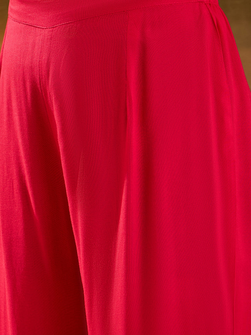 Pink Floral Embroidered Tunic With Trouser