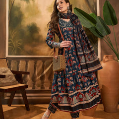 Pure Cotton Women Floral Print Flared Kurta Set