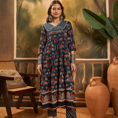 Pure Cotton Women Floral Print Flared Kurta Set