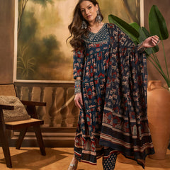 Pure Cotton Women Floral Print Flared Kurta Set