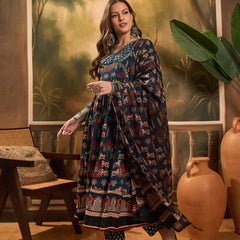 Pure Cotton Women Floral Print Flared Kurta Set
