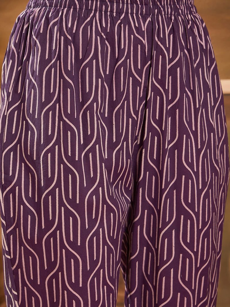 Floral Printed Pure Cotton Straight Kurta Trousers With Dupatta