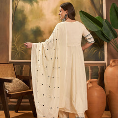 Women Floral Embroidered A-Line Kurta With Trousers & Dupatta