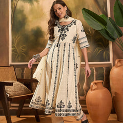 Women Floral Embroidered A-Line Kurta With Trousers & Dupatta