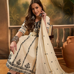 Women Floral Embroidered A-Line Kurta With Trousers & Dupatta