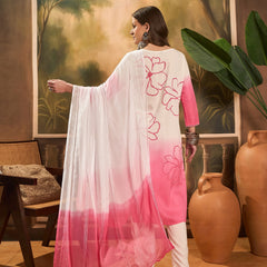 Women Tye-Dye Straight Kurta With Trousers & Dupatta
