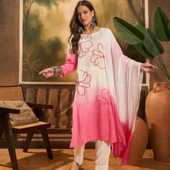 Women Tye-Dye Straight Kurta With Trousers & Dupatta