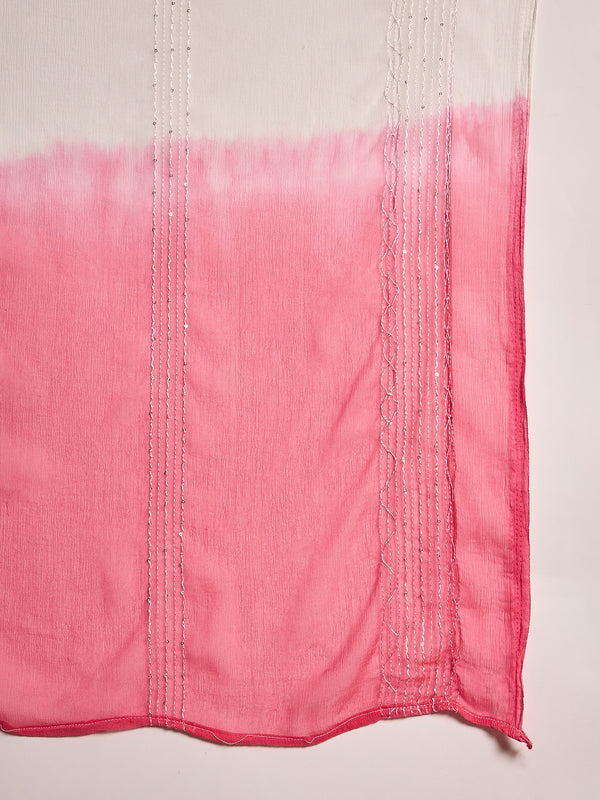 Women Tye-Dye Straight Kurta With Trousers & Dupatta