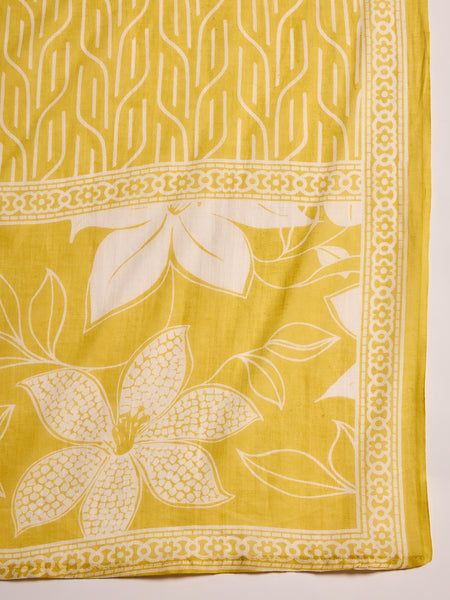 Floral Print Straight Kurta Set With Dupatta