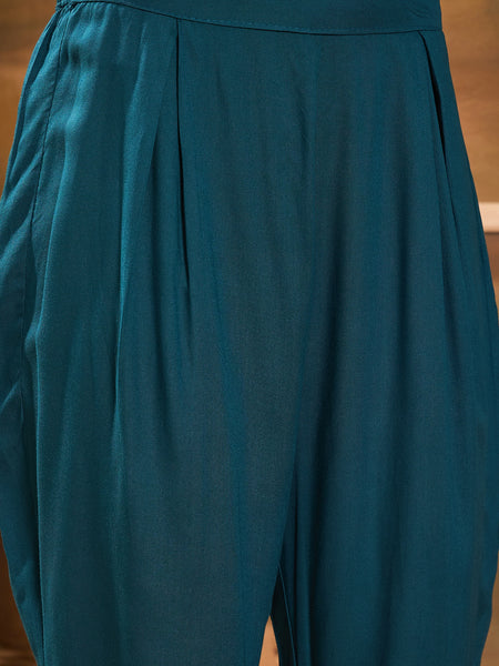 Floral Printed V Neck Straight Kurta & Trousers