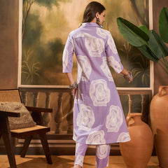 Women Floral Printed A-Line Kurta & Trousers
