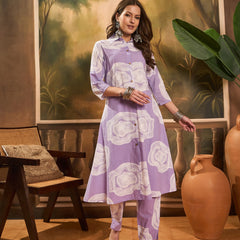 Women Floral Printed A-Line Kurta & Trousers