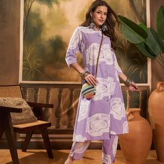 Women Floral Printed A-Line Kurta & Trousers