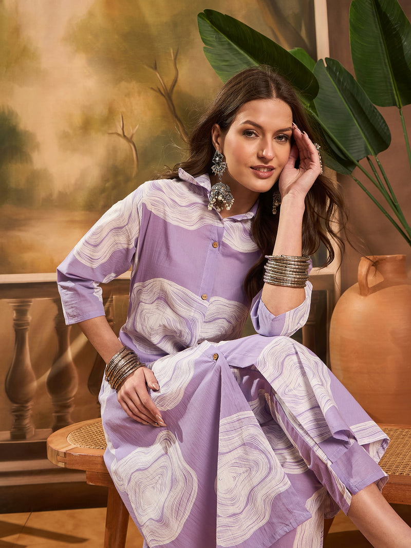 Women Floral Printed A-Line Kurta & Trousers