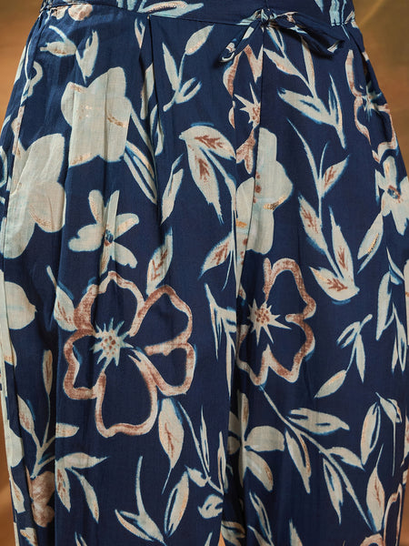 Floral Printed Pure Cotton A-Line Kurta & Trousers