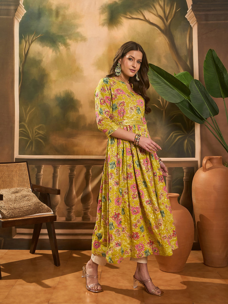 Floral Printed Anarkali Kurta