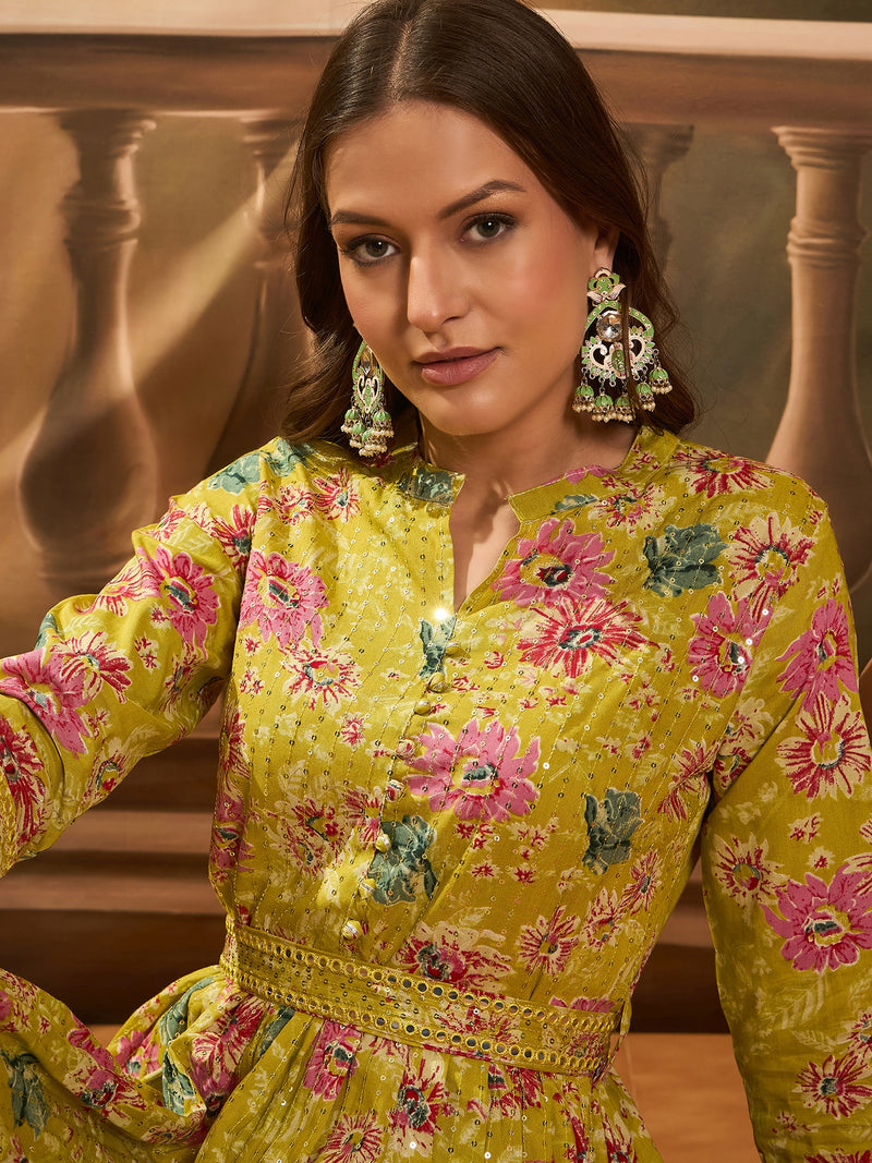 Floral Printed Anarkali Kurta