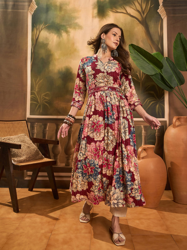 Women Floral Printed Anarkali Kurta