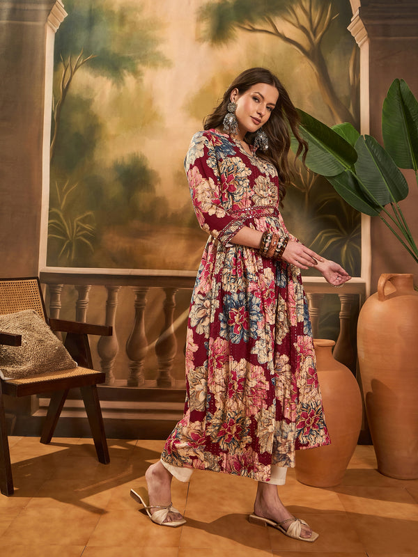 Women Floral Printed Anarkali Kurta