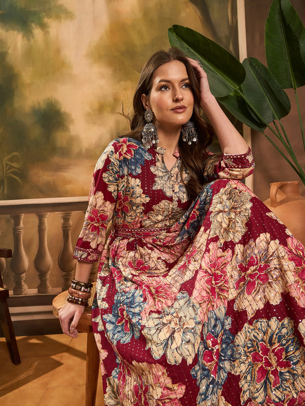 Women Floral Printed Anarkali Kurta