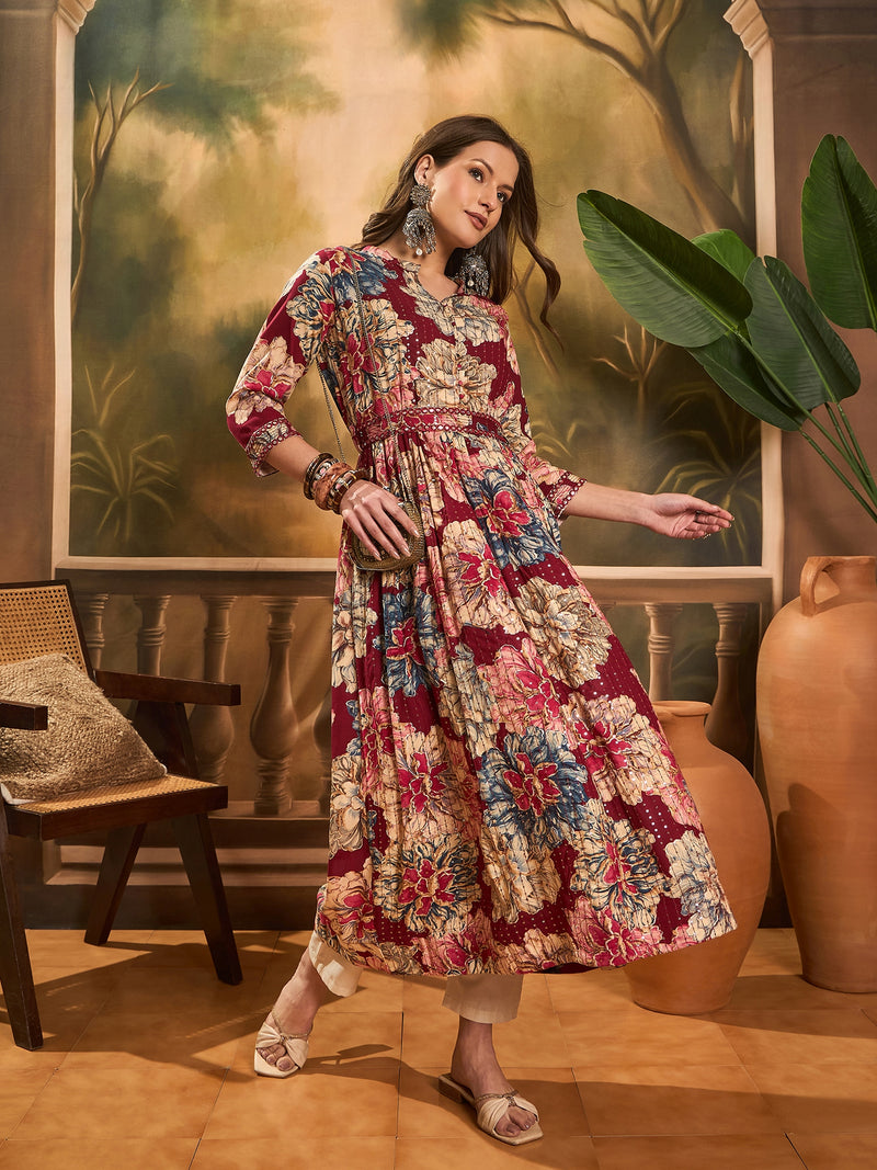 Women Floral Printed Anarkali Kurta