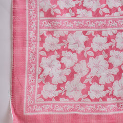 Pink Floral Print & Mirror Work Straight Kurta With Trouser & Dupatta Kurta Set