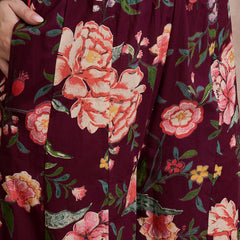 Floral Embroidered Notch Neck Sequinned Straight Kurta With Palazzo & Dupatta