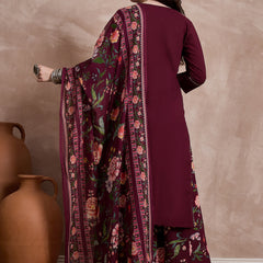 Floral Embroidered Notch Neck Sequinned Straight Kurta With Palazzo & Dupatta