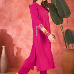 Pure Cotton Mirror Work Straight Kurta With Trouser Kurta Set