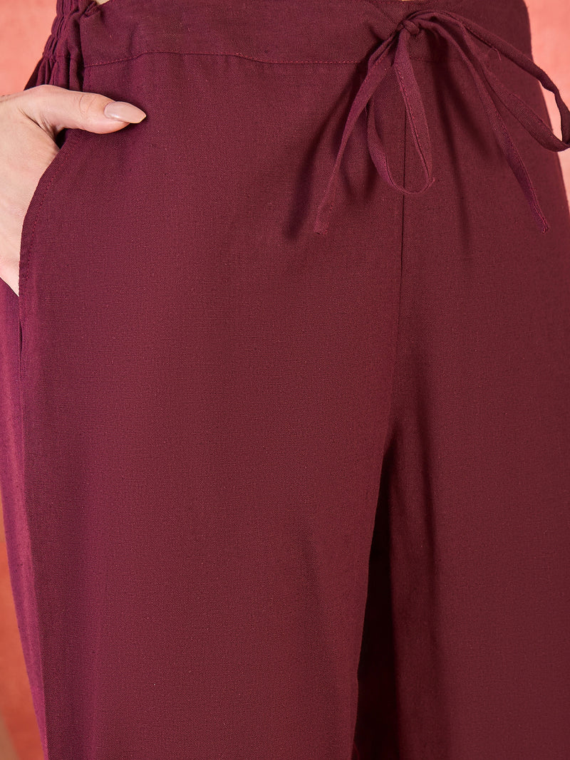 Pure Cotton Mirror Work Straight Kurta With Trouser Kurta Set