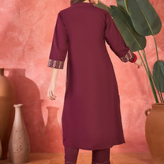 Pure Cotton Mirror Work Straight Kurta With Trouser Kurta Set