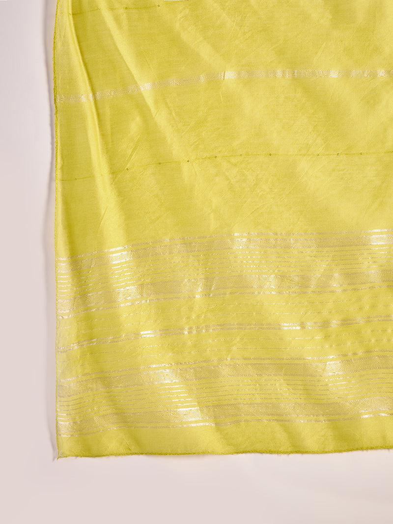 Women Green Embroidered Straight Kurta With Pant & Dupatta