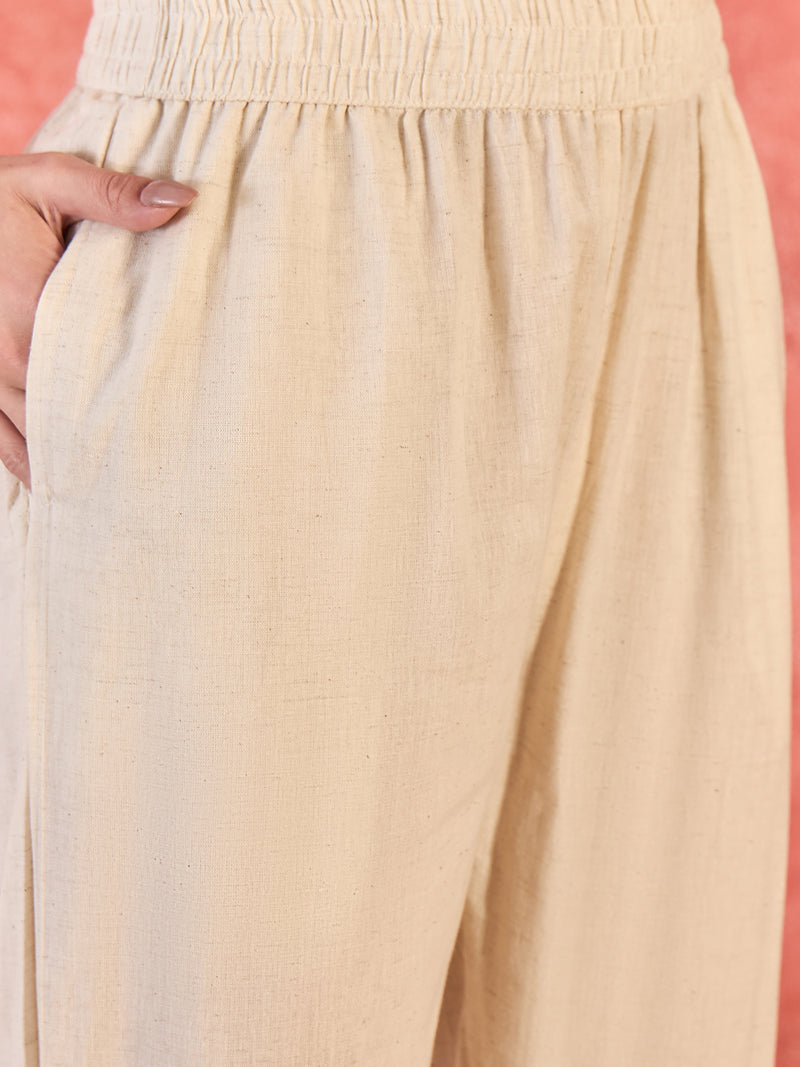 Pure Cotton Embroidered Straight With Trouser  Kurta Set