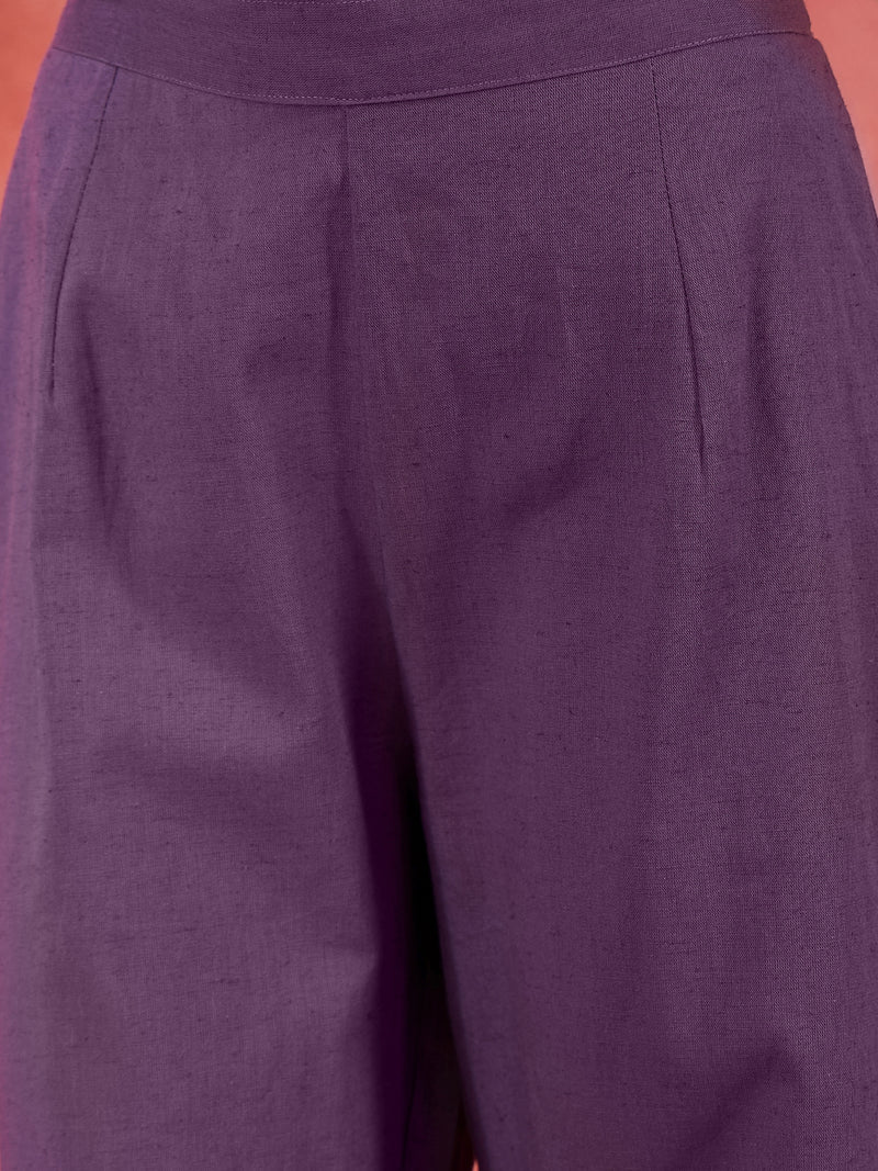 Pure Cotton Embroidered Straight With Trouser  Kurta Set