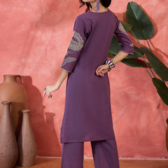Pure Cotton Embroidered Straight With Trouser  Kurta Set